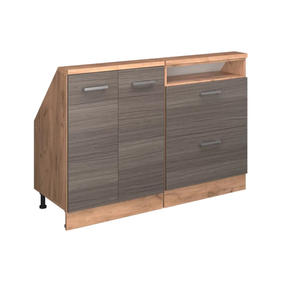 Küchenschrank für Dachschrägen R-Line Edelgrau 120 cm 2er Set Vicco