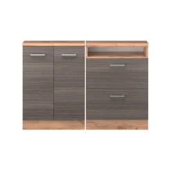 Küchenschrank für Dachschrägen R-Line Edelgrau 120 cm 2er Set Vicco