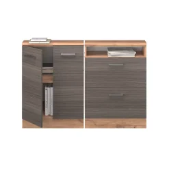 Küchenschrank für Dachschrägen R-Line Edelgrau 120 cm 2er Set Vicco