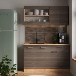 Küchenschrank für Dachschrägen R-Line Edelgrau 120 cm 2er Set Vicco