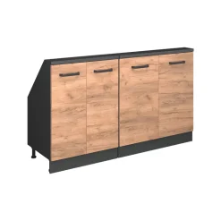 Küchenschrank für Dachschrägen R-Line Goldkraft Eiche 140 cm 2er Set Vicco