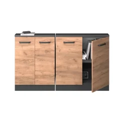 Küchenschrank für Dachschrägen R-Line Goldkraft Eiche 140 cm 2er Set Vicco