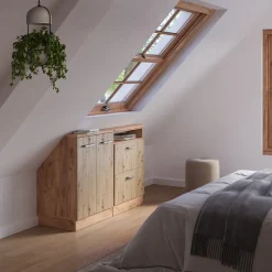 Küchenschrank für Dachschrägen R-Line Artisan-Eiche 120 cm 2er Set Vicco