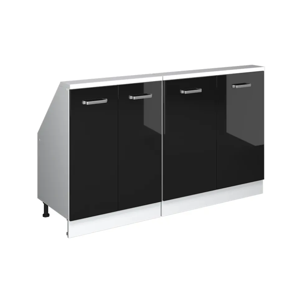 Küchenschrank für Dachschrägen R-Line Schwarz Hochglanz 140 cm 2er Set Vicco