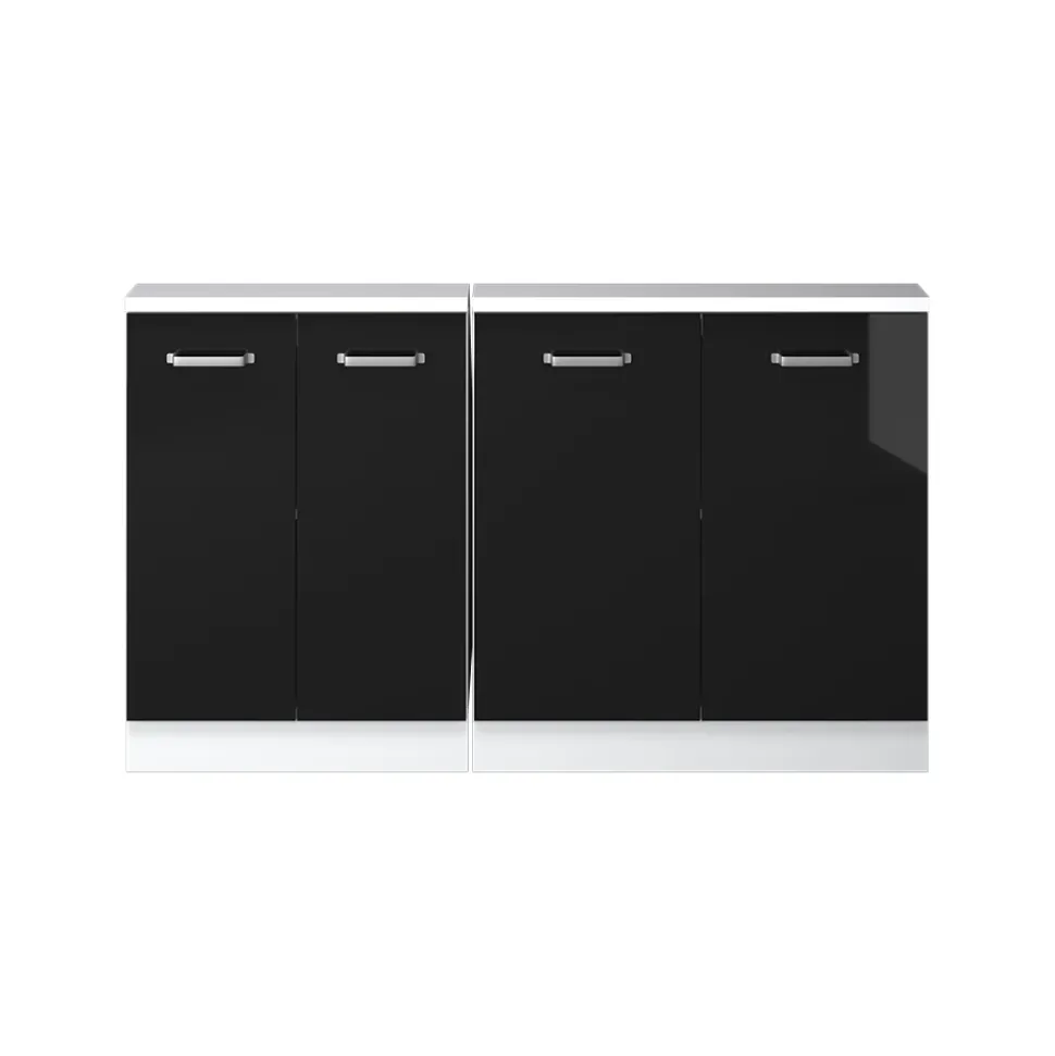 Küchenschrank für Dachschrägen R-Line Schwarz Hochglanz 140 cm 2er Set Vicco