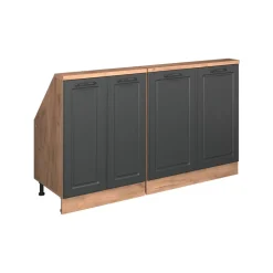 Küchenschrank für Dachschrägen R-Line Anthrazit Landhaus 140 cm 2er Set Vicco