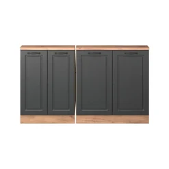 Küchenschrank für Dachschrägen R-Line Anthrazit Landhaus 140 cm 2er Set Vicco