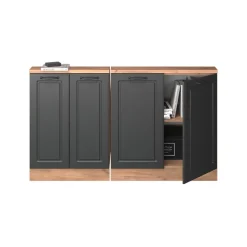 Küchenschrank für Dachschrägen R-Line Anthrazit Landhaus 140 cm 2er Set Vicco