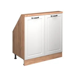 Küchenschrank für Dachschrägen R-Line Weiß Landhaus 80 cm mit 2 Türen Vicco