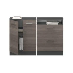 Küchenschrank für Dachschrägen R-Line Edelgrau 120 cm 2er Set Vicco