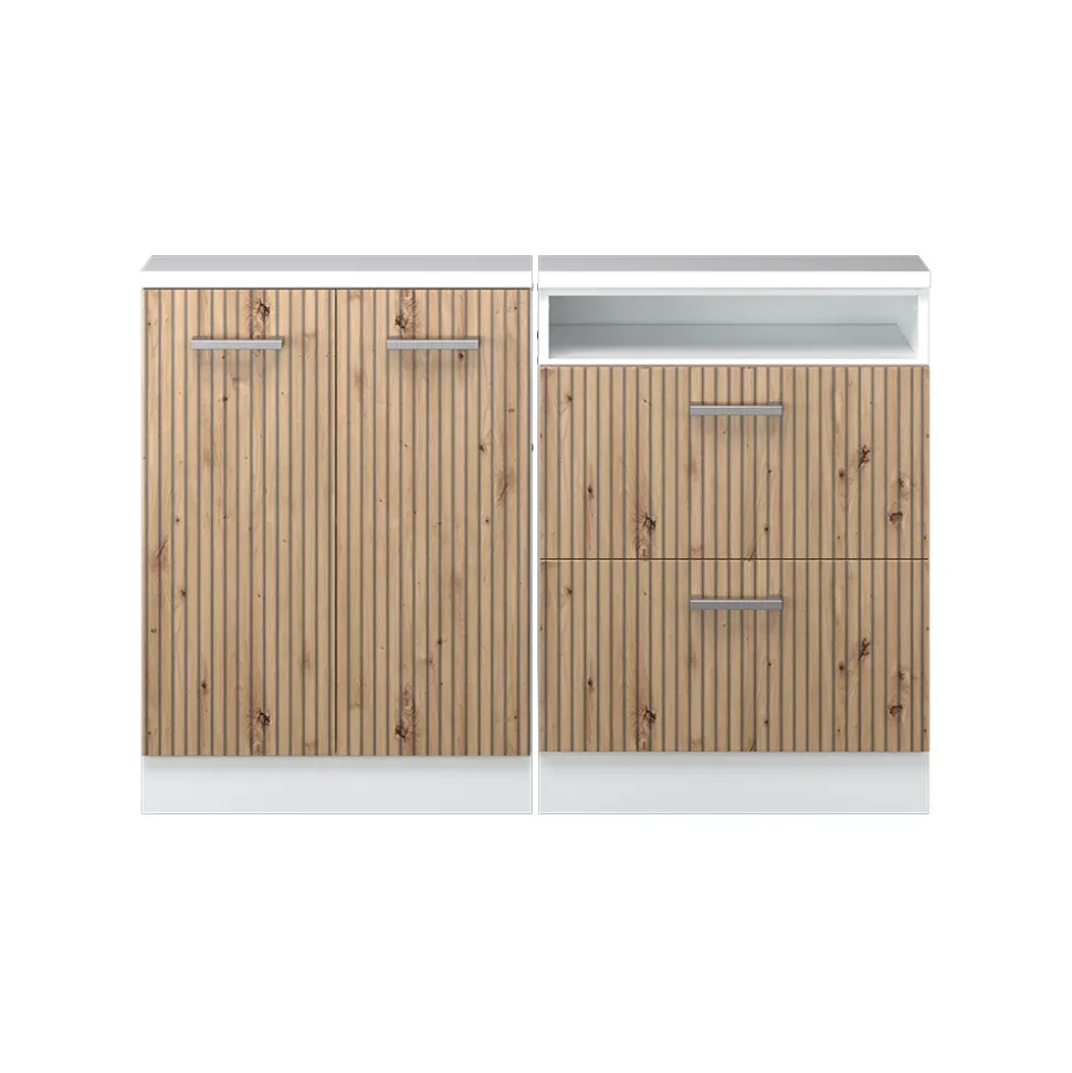 Küchenschrank für Dachschrägen R-Line Artisan-Eiche 120 cm 2er Set Vicco