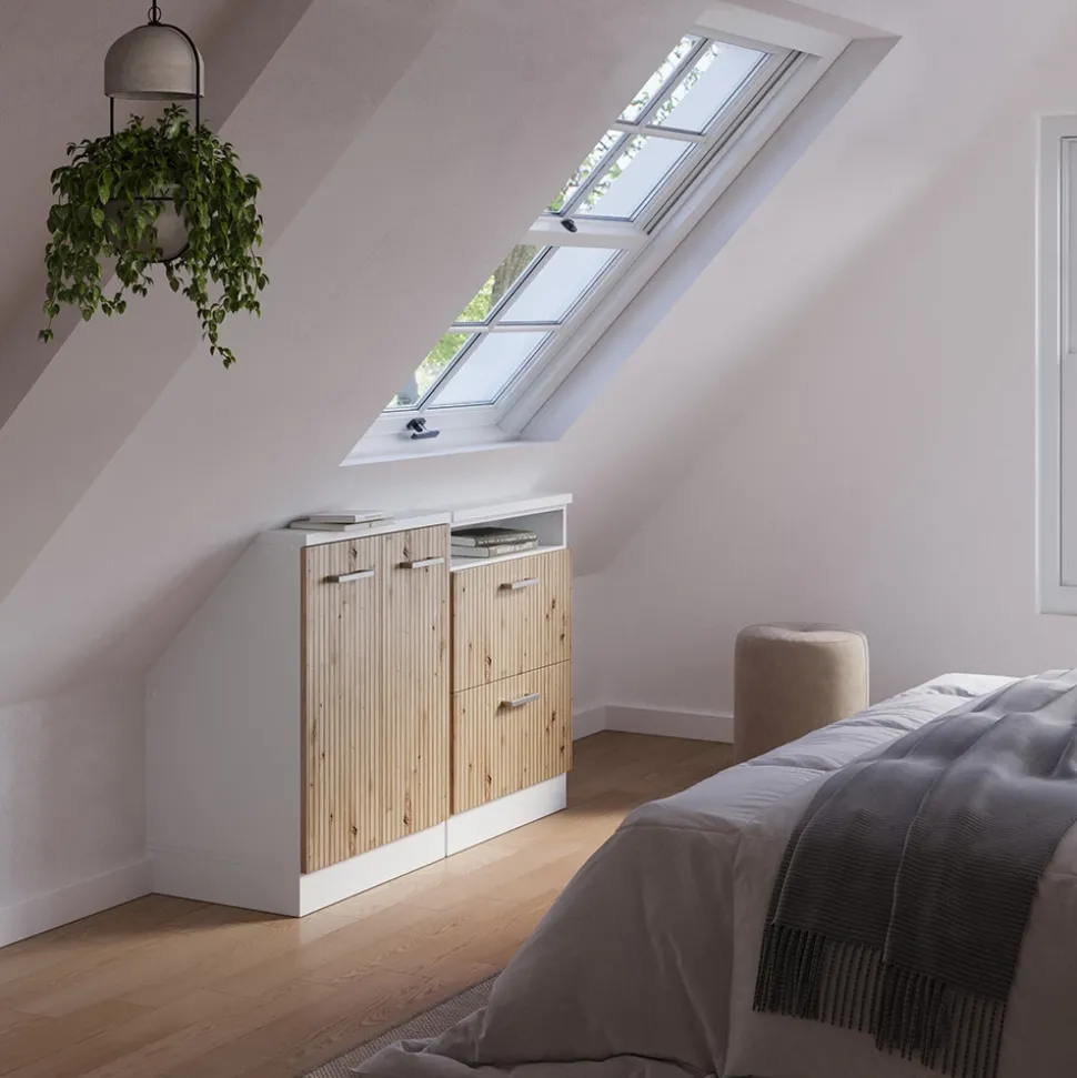 Küchenschrank für Dachschrägen R-Line Artisan-Eiche 120 cm 2er Set Vicco