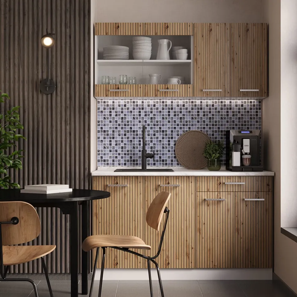 Küchenschrank für Dachschrägen R-Line Artisan-Eiche 120 cm 2er Set Vicco