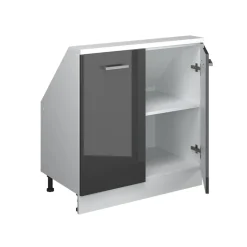 Küchenschrank für Dachschrägen R-Line Anthrazit Hochglanz 80 cm mit 2 Türen Vicco