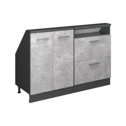 Küchenschrank für Dachschrägen R-Line Beton 120 cm 2er Set Vicco