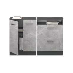 Küchenschrank für Dachschrägen R-Line Beton 120 cm 2er Set Vicco