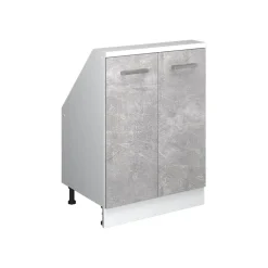 Küchenschrank für Dachschrägen R-Line Beton 60 cm mit 2 Türen Vicco