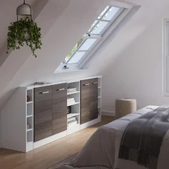 Küchenschrank für Dachschrägen R-Line Edelgrau 215 cm 5er Set Vicco