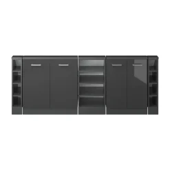 Küchenschrank für Dachschrägen R-Line Anthrazit Hochglanz 215 cm 5er Set Vicco