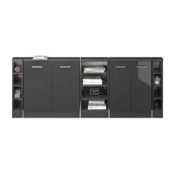 Küchenschrank für Dachschrägen R-Line Anthrazit Hochglanz 215 cm 5er Set Vicco