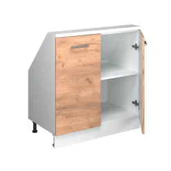 Küchenschrank für Dachschrägen R-Line Goldkraft Eiche 80 cm mit 2 Türen Vicco