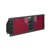 Küchenschrank für Dachschrägen R-Line Rot Hochglanz 215 cm 5er Set Vicco