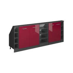 Küchenschrank für Dachschrägen R-Line Rot Hochglanz 215 cm 5er Set Vicco