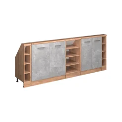 Küchenschrank für Dachschrägen R-Line Beton 215 cm 5er Set Vicco