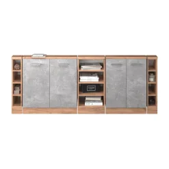 Küchenschrank für Dachschrägen R-Line Beton 215 cm 5er Set Vicco