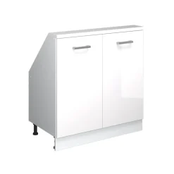 Küchenschrank für Dachschrägen R-Line Weiß Hochglanz 80 cm mit 2 Türen Vicco