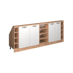 Küchenschrank für Dachschrägen R-Line Weiß Landhaus 215 cm 5er Set Vicco