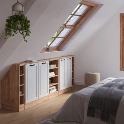 Küchenschrank für Dachschrägen R-Line Weiß Landhaus 215 cm 5er Set Vicco