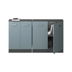 Küchenschrank für Dachschrägen R-Line Blau-Grau 140 cm 2er Set Vicco