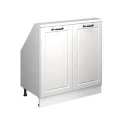 Küchenschrank für Dachschrägen R-Line Weiß Landhaus 80 cm mit 2 Türen Vicco