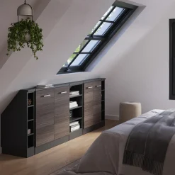 Küchenschrank für Dachschrägen R-Line Edelgrau 215 cm 5er Set Vicco