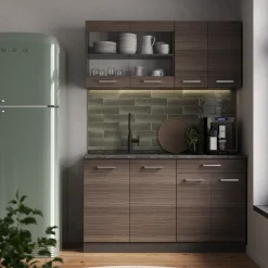 Küchenschrank für Dachschrägen R-Line Edelgrau 215 cm 5er Set Vicco