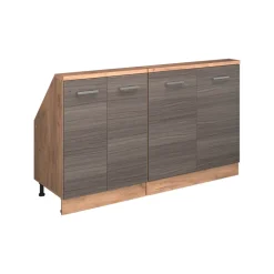 Küchenschrank für Dachschrägen R-Line Edelgrau 140 cm 2er Set Vicco