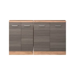 Küchenschrank für Dachschrägen R-Line Edelgrau 140 cm 2er Set Vicco