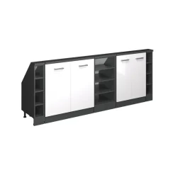 Küchenschrank für Dachschrägen R-Line Weiß Hochglanz 215 cm 5er Set Vicco