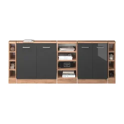 Küchenschrank für Dachschrägen R-Line Anthrazit Hochglanz 215 cm 5er Set Vicco