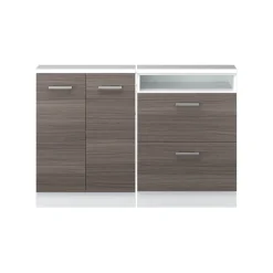 Küchenschrank für Dachschrägen R-Line Edelgrau 120 cm 2er Set Vicco