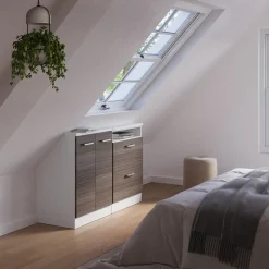 Küchenschrank für Dachschrägen R-Line Edelgrau 120 cm 2er Set Vicco