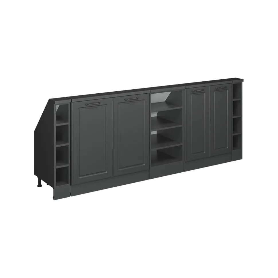 Küchenschrank für Dachschrägen R-Line Anthrazit Landhaus 215 cm 5er Set Vicco