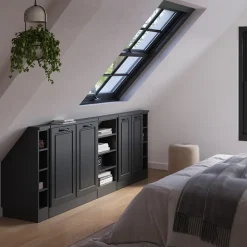 Küchenschrank für Dachschrägen R-Line Anthrazit Landhaus 215 cm 5er Set Vicco