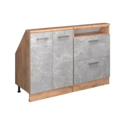 Küchenschrank für Dachschrägen R-Line Beton 120 cm 2er Set Vicco