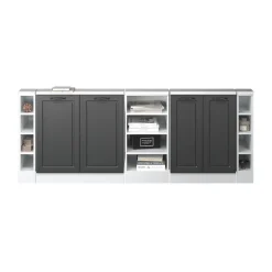 Küchenschrank für Dachschrägen R-Line Anthrazit Landhaus 215 cm 5er Set Vicco