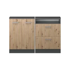Küchenschrank für Dachschrägen R-Line Artisan-Eiche 120 cm 2er Set Vicco