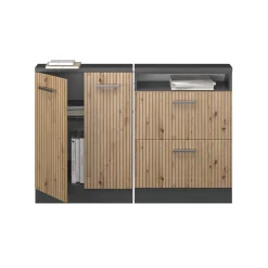 Küchenschrank für Dachschrägen R-Line Artisan-Eiche 120 cm 2er Set Vicco