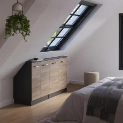 Küchenschrank für Dachschrägen R-Line Sonoma 140 cm 2er Set Vicco