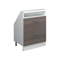 Küchenschrank für Dachschrägen R-Line Edelgrau 60 cm mit 2 Schubladen Vicco